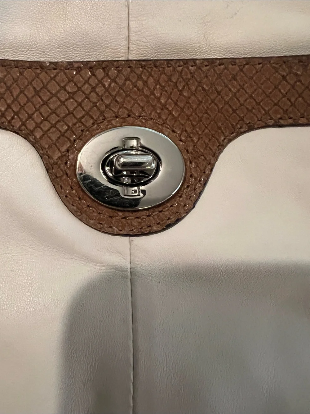 Coach Penelope Turnlock Crossbody Cream w/ Brown Snakeskin